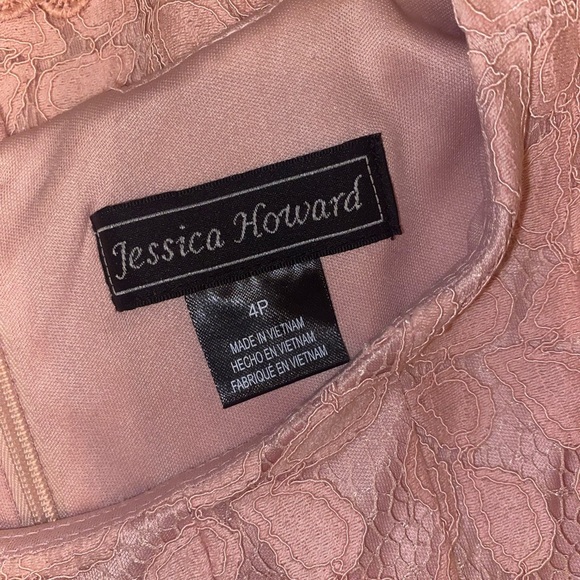 JESSICA HOWARD Floral Lace Pattern Sleeveless Fit’n’Flare Dress Soft Pink SZ 4P - Picture 5 of 8